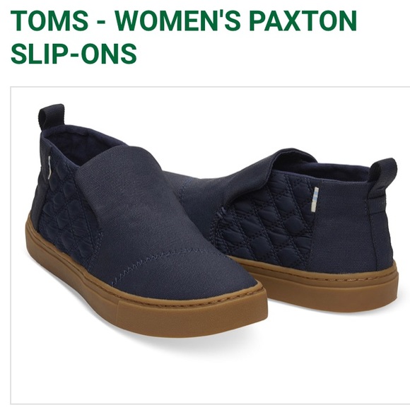 TOMS Ankle Boots Paxton Water Resistant Slip Ons Quilted Navy blue Sneakers - Picture 2 of 10